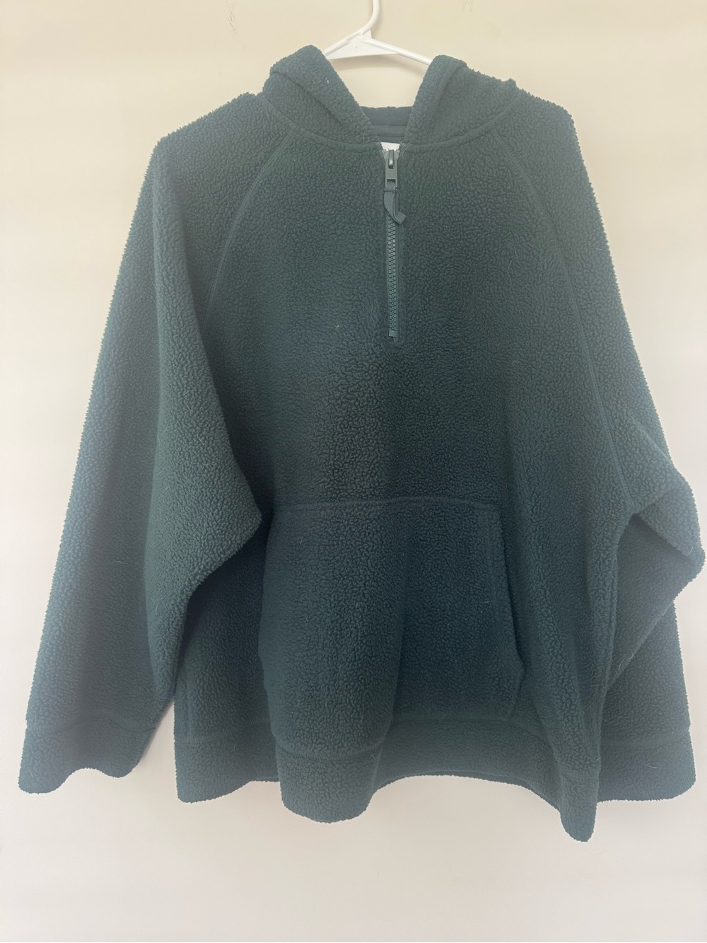 Topshop Green Quarter Zip Faux fur  Hoodie Sweater Sz L